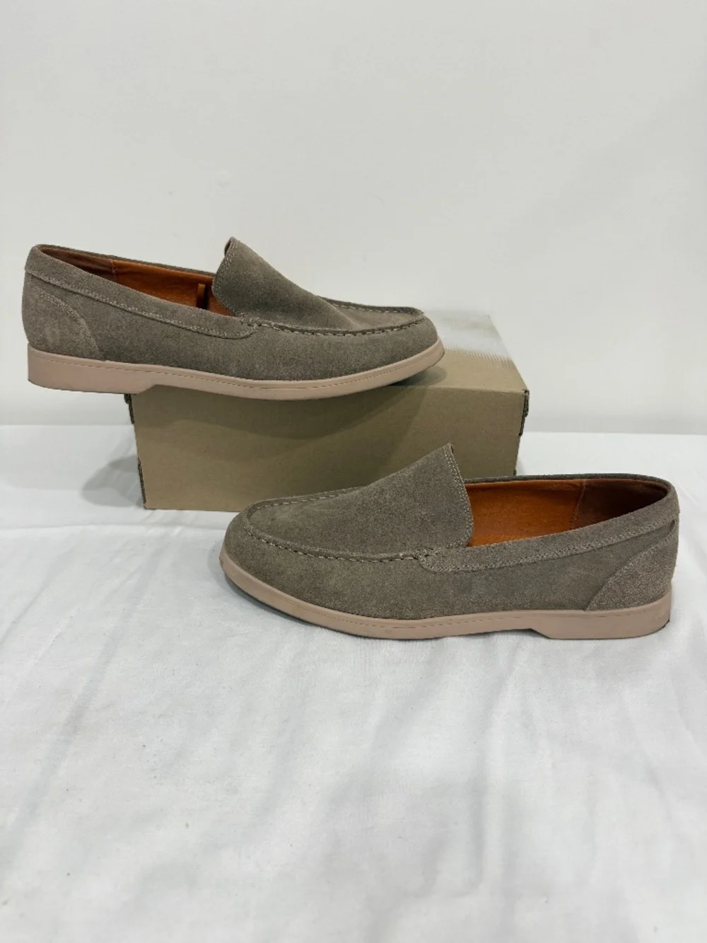 Used W/O Box! Men's Lands' End Tan Slip On Dress Shoes Size 11